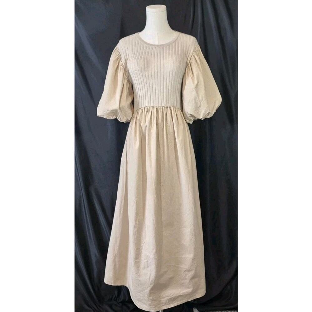 Anthropologie Sofie the Label Tori Contrast Midi Dress *IN Beige Cream*